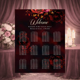 Elegant röd svart dyster blomsterbröllop poster