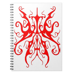 Elegant röd tribal mask abstrakt design anteckningsbok