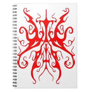 Elegant röd tribal mask abstrakt design anteckningsbok