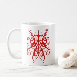 Elegant röd tribal mask abstrakt design kaffemugg