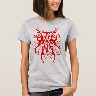 Elegant röd tribal mask abstrakt design t shirt