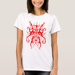 Elegant röd tribal mask abstrakt design t shirt