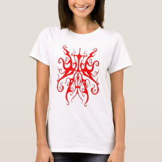 Elegant röd tribal mask abstrakt design t shirt