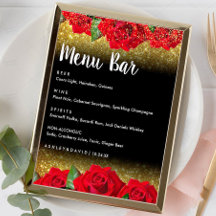 Elegant Röd turkisk Ro Bröllop Menu pub-skylt