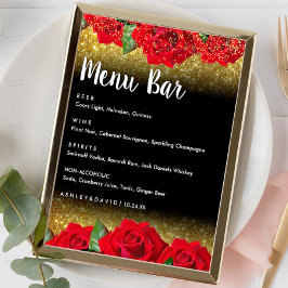 Elegant Röd turkisk Ro Bröllop Menu pub-skylt Poster