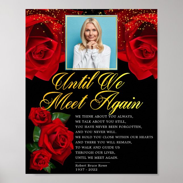 Elegant röd turkisk rosor begravning dikt skylt (Framsidan)