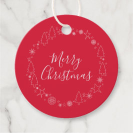 Elegant Röd Ursprunglig julfransfrand Gåvor Etiketter