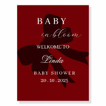 Elegant röd välkomstskylt för baby shower