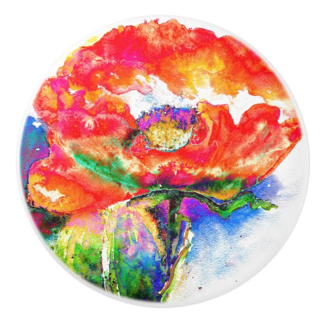 Elegant röd vallmo, klassisk röd blommigt, vattenf knopp (Framsidan)