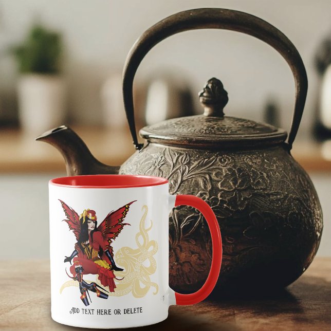Elegant röd viktoriansk steampunk fe Octopus Mugg (Skapare uppladdad)