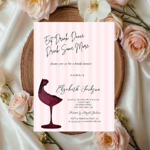 Elegant röd vin Glas Rosa randig Inbjudningar