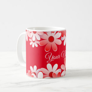 Elegant röd vit blomsterbröllop kaffemugg