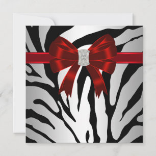 Elegant röd zebra festsedel inbjudningar