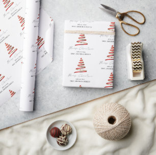 Elegant Röda Guld Träd Mönster Namn God jul i Presentpapper
