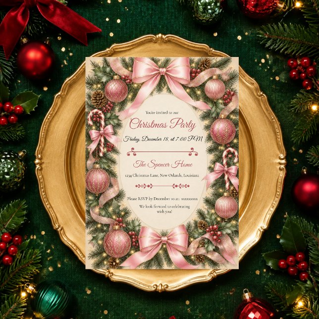 Elegant Röda julfest Inbjudningar (Skapare uppladdad)