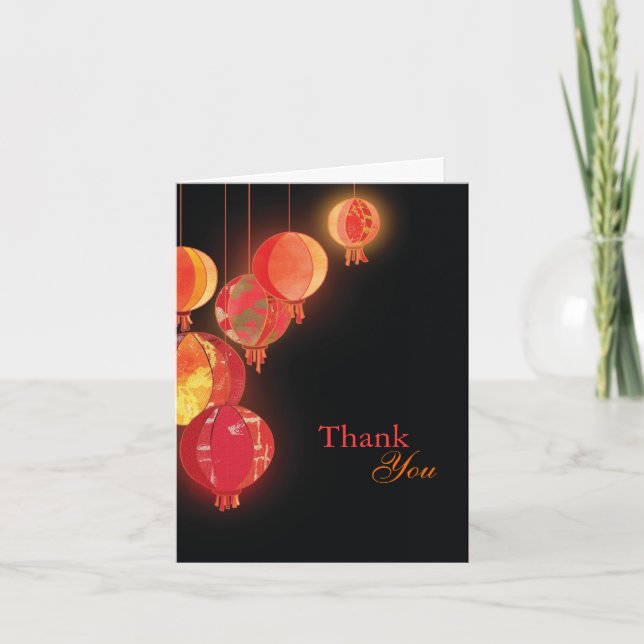 Elegant Röda landternor Bröllop Tack (Framsida)