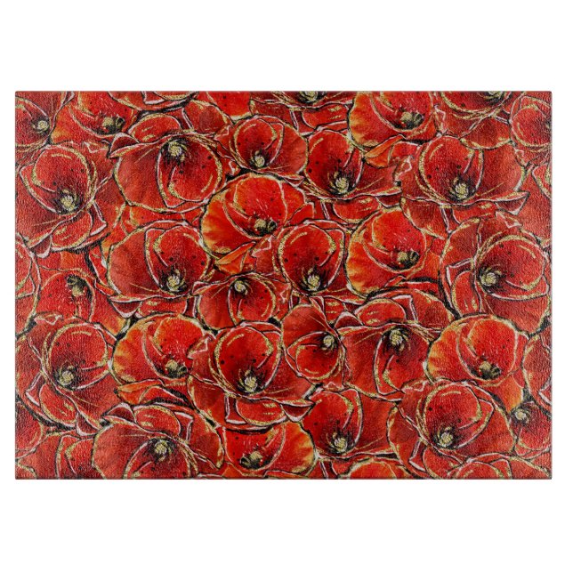 Elegant Röda och Guld Glitter, minnesvallmo för mi (Framsidan)