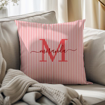 Elegant röda och vita ränder Monogramnamn