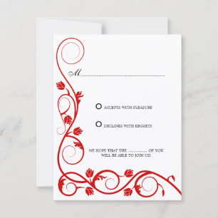 Elegant Röda och Vita Virvlar RSVP / Svarskort Inbjudningar