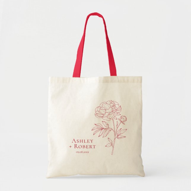 Elegant röda påsklilja blomma bröllop välkommen tygkasse (Framsidan)