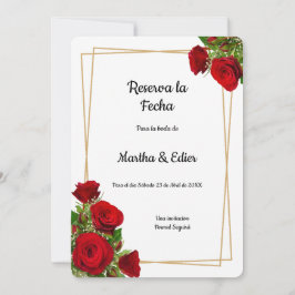 Elegant röda rosor bröllop formellt  spara datumet