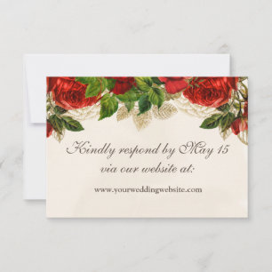 Elegant Röda Rosor Bröllopswebbplats RSVP OSA Kort