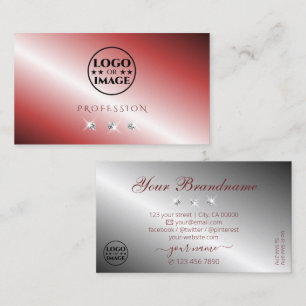 Elegant Röda Silver-mousserande diamanter med Logo Visitkort
