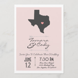 Elegant rodna rosa Texas som gifta sig inbjudan