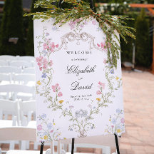 Elegant rokoko blomsterkrönsling bröllop välkommen