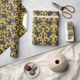 Elegant rokokoupplivande guld- och kolbarock presentpapper