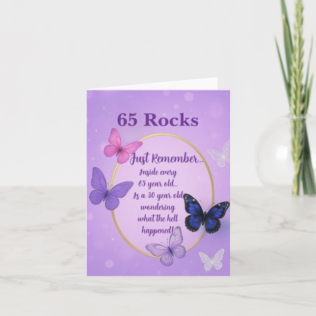 Elegant & rolig 65-års jubileumsfödelsedag  kort (Framsida)