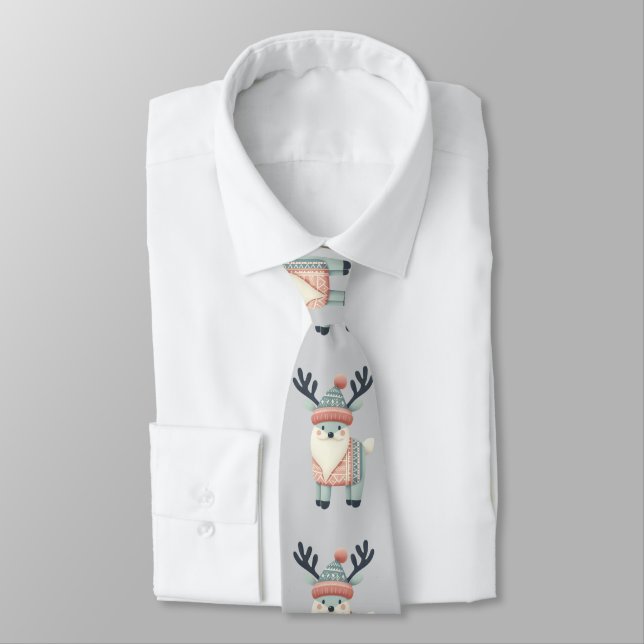 Elegant rolig nordisk renmönster slips (Bunden)