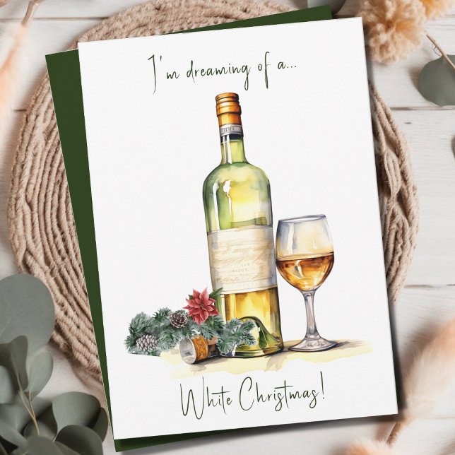 Elegant Rolig Vit Jul Vinskript Julkort (Skapare uppladdad)