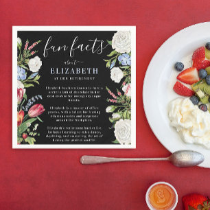 Elegant Roligt Facts Modern Script Pastel Blommigt Pappersservett