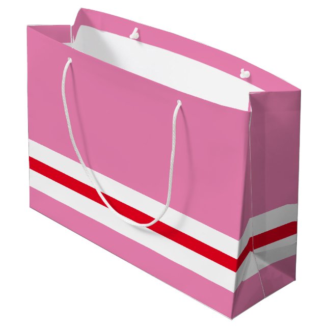 Elegant Roligt Snyggt Rosa Red White Grund Rand (Baksidan Vinklad)