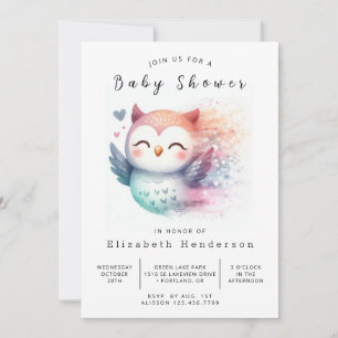 Elegant Roligt Uggla Baby Shower Inbjudningar