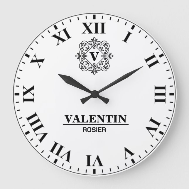 Elegant Roman Numeral luxurious monogram Stor Klocka (Framsida)