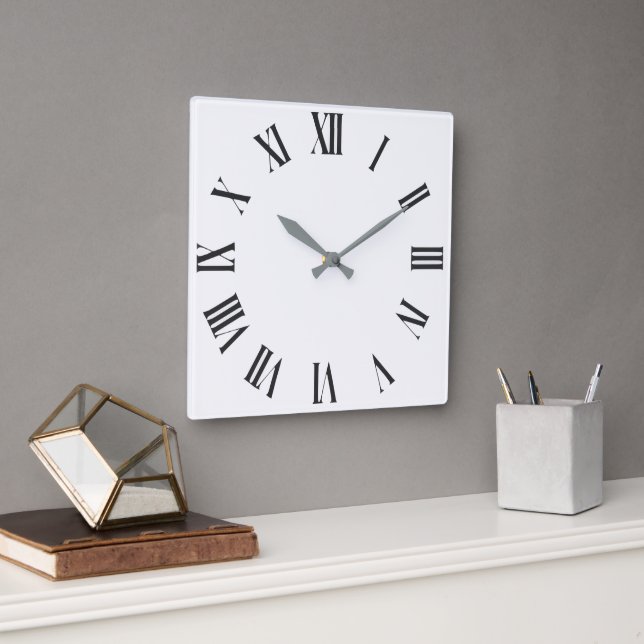 Elegant Roman Numerals Clock Ansikte Design Fyrkantig Klocka (Kontor)