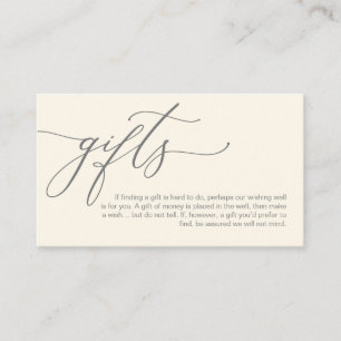Elegant Romantic, A note on gifts, Money Pengarar Tilläggskort