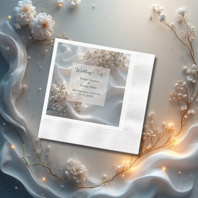 Elegant romantic babys breath floral wedding pappersservett (Skapare uppladdad)