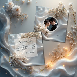 Elegant romantic babys breath floral wedding photo tack kort