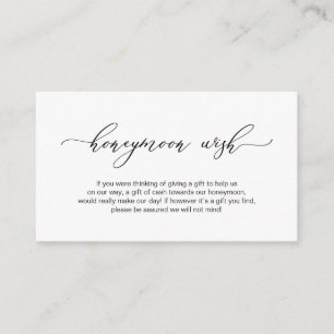 Elegant Romantic, Black, Bröllop Honeymoon Wish Tilläggskort