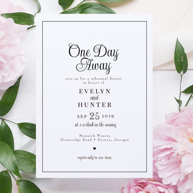 Elegant Romantic Black & White Rehearsal Dinner Inbjudningar (Skapare uppladdad)