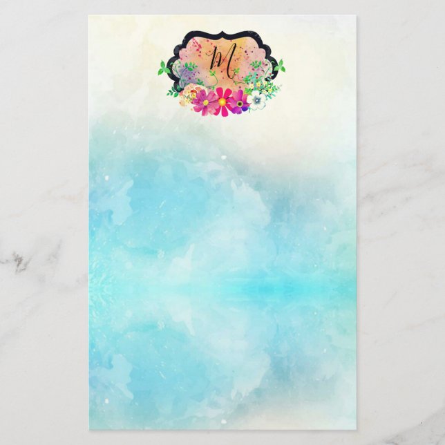 Elegant Romantic Blommigt Bouquet Brevpapper (Framsida)