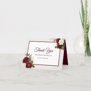 Elegant Romantic Blommigt Bröllop Tack Kort