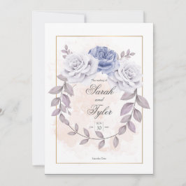 Elegant Romantic Blommigt Ro Watercolor Bröllop Inbjudningar