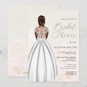 Elegant Romantic Bröllop Dress Möhippa Inbjudningar