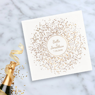 Elegant Romantic Bröllop Guld & Silver Konfetti Pappersservett