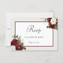 Elegant Romantic Burgundy Red Flowers Bröllop