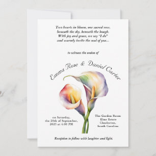 Elegant Romantic Calla Lily Soft Watercolor Pastel Inbjudningar